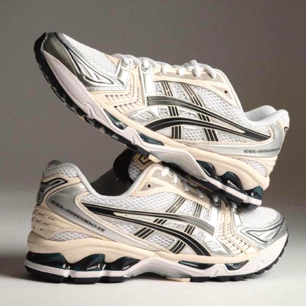 Asics Gel-Kayano 14 White Midnight Running Shoes Sneakers